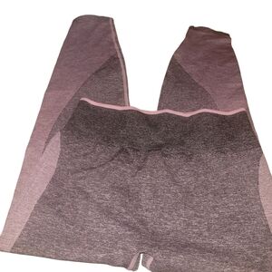 Pink Victoria's Secret Grey and Pink Seamless Workout Leggings L